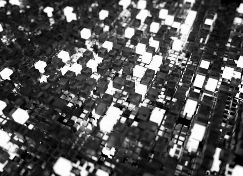 3d render abstract background.  A stack of cubes with different materials. Gr Stock Illustration