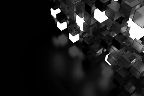 3d render abstract background.  A stack of cubes with different materials. Gr Stock Illustration