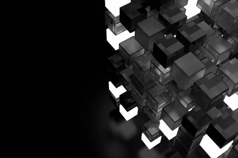 3d render abstract background.  A stack of cubes with different materials. Gr Stock Illustration