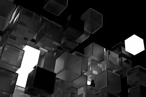 3d render abstract background.  A stack of cubes with different materials. Gr Stock Illustration