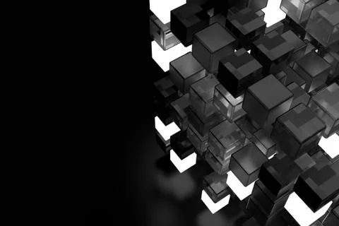 3d render abstract background.  A stack of cubes with different materials. Gr Stock Illustration