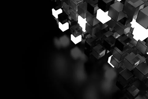 3d render abstract background.  A stack of cubes with different materials. Gr Stock Illustration