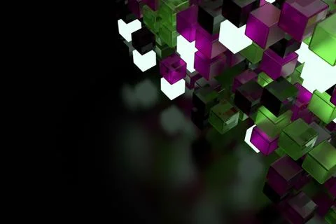 3d render abstract background.  A stack of cubes with different materials. Gr Stock Illustration