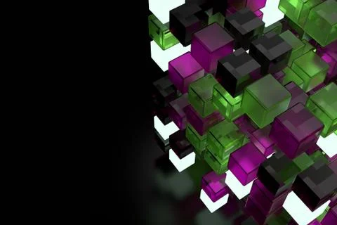 3d render abstract background.  A stack of cubes with different materials. Gr Stock Illustration