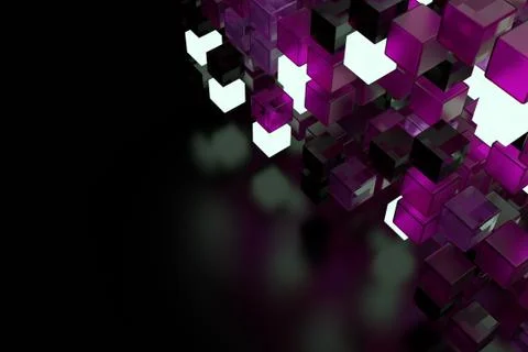 3d render abstract background.  A stack of cubes with different materials. Gr Stock Illustration