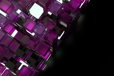 3d render abstract background.  A stack of cubes with different materials. Gr Stock Illustration