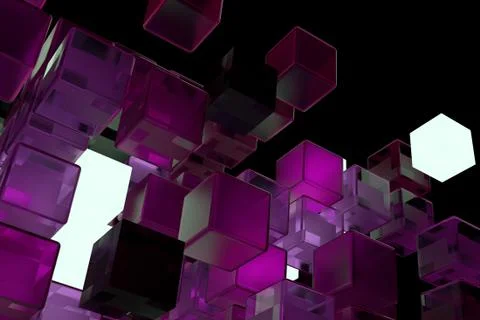 3d render abstract background.  A stack of cubes with different materials. Gr Stock Illustration