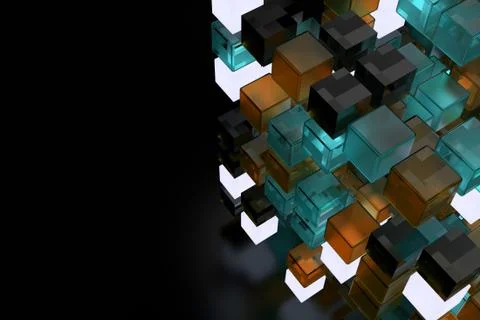 3d render abstract background.  A stack of cubes with different materials. Gr Stock Illustration