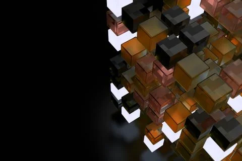 3d render abstract background.  A stack of cubes with different materials. Gr Stock Illustration