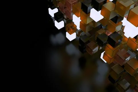3d render abstract background.  A stack of cubes with different materials. Gr Stock Illustration