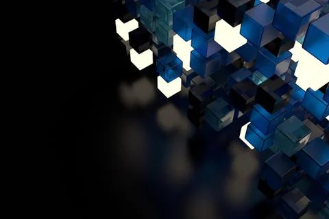 3d render abstract background.  A stack of cubes with different materials. Gr Stock Illustration