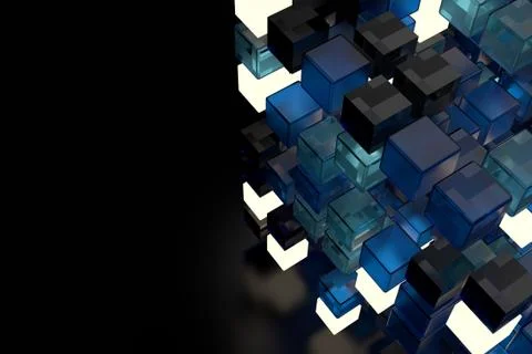 3d render abstract background.  A stack of cubes with different materials. Gr Stock Illustration