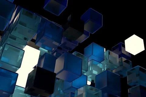 3d render abstract background.  A stack of cubes with different materials. Gr イラスト素材