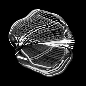 3d render abstract background with twisted and deformed wavy lines. Depth of  Stockillustratie