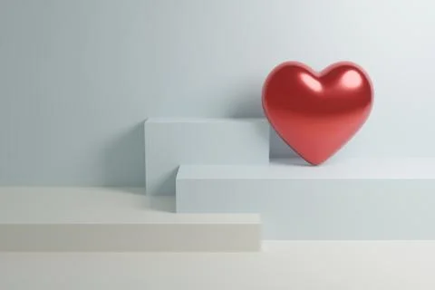 3d Render, abstract background, valentines heart day greeting card, simple la Illustrazione stock
