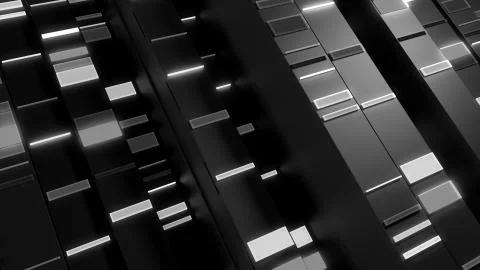 3d render abstract background. Vertical reflective blocks with small rectangu Stock Illustration