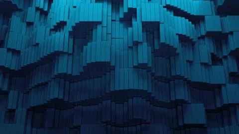 3d render abstract background with waves made of a lot of rectangle geometry  Stock Illustration