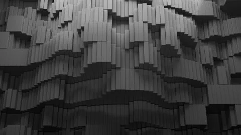 3d render abstract background with waves made of a lot of rectangle geometry  Stock Illustration