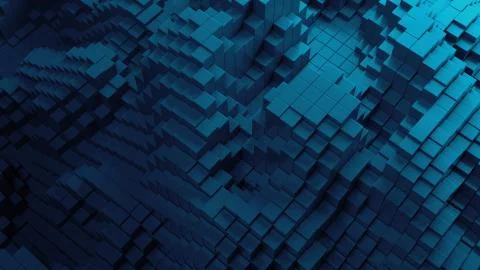 3d render abstract background with waves made of a lot of cube geometry primi Stock Illustration