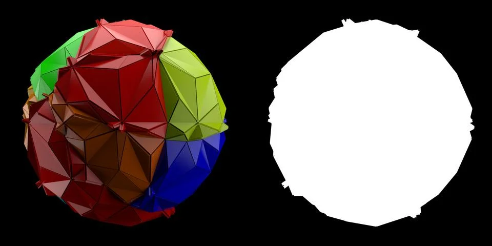 3d render abstract backgrouny. Triangular and extruded geometry from sphere.  Illustrazione stock