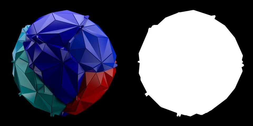 3d render abstract backgrouny. Triangular and extruded geometry from sphere.  Stock Illustration