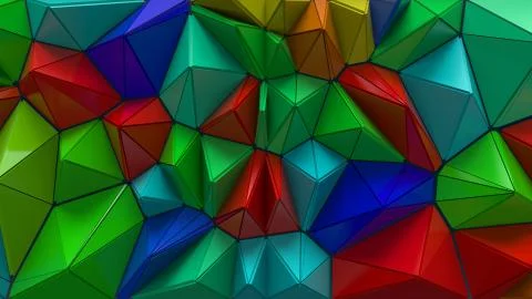 3d render abstract backgrouny. Triangular and extruded geometry. Positive col Stock Illustration