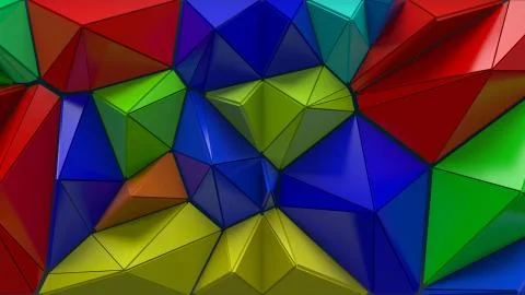 3d render abstract backgrouny. Triangular and extruded geometry. Positive col Stock Illustration