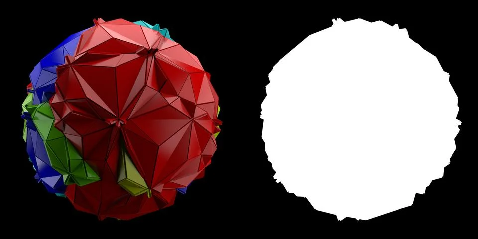 3d render abstract backgrouny. Triangular and extruded geometry from sphere.  Stock Illustration