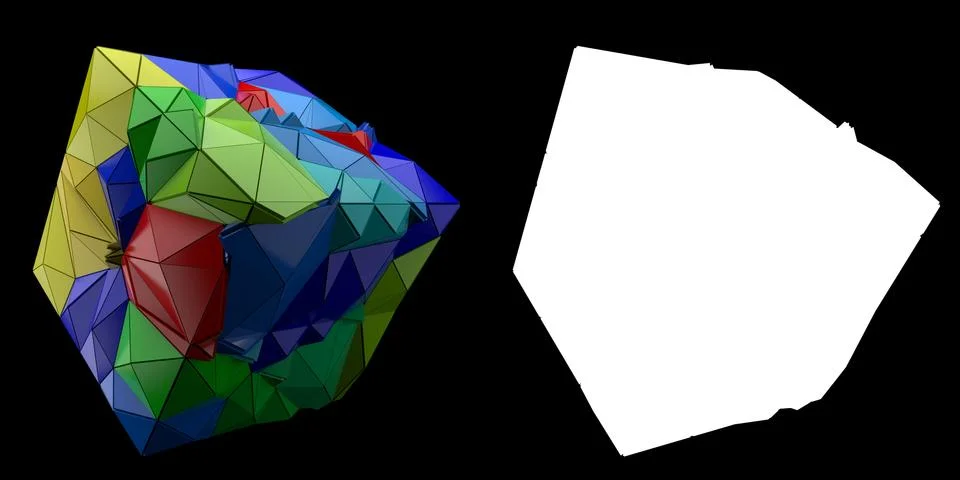 3d render abstract backgrouny. Triangular and extruded cube geometry. Positiv Illustrazione stock