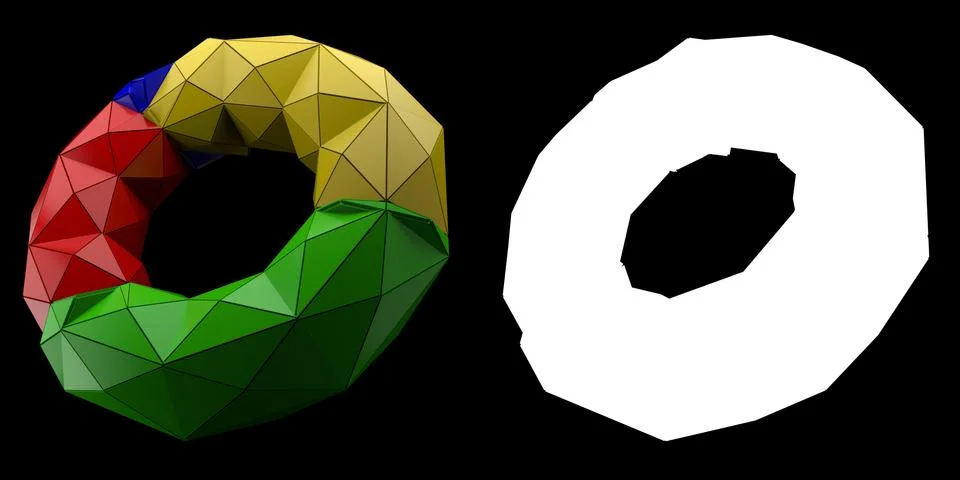 3d render abstract backgrouny. Triangular and extruded tourus geometry. Posit Stock Illustration