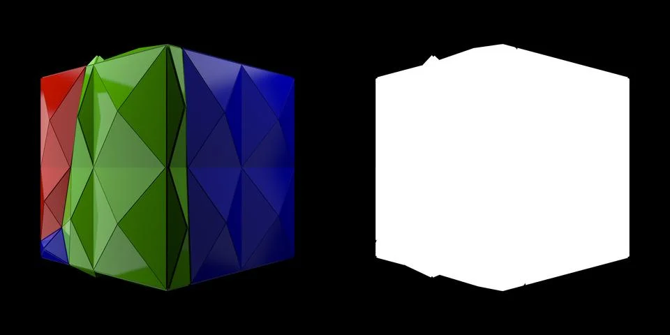 3d render abstract backgrouny. Triangular and extruded cube geometry. Positiv Stock Illustration