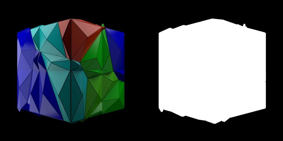3d render abstract backgrouny. Triangular and extruded cube geometry. Positiv Stock Illustration