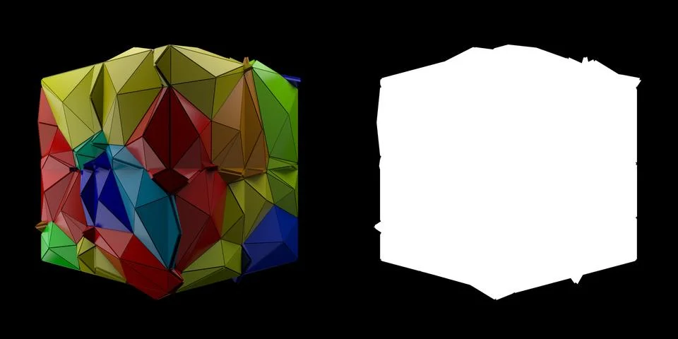3d render abstract backgrouny. Triangular and extruded cube geometry. Positiv Stock Illustration