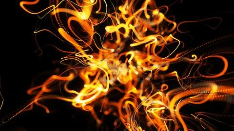 3d render. Abstract beautiful background of glowing yellow flow of lines made of Stock Illustration