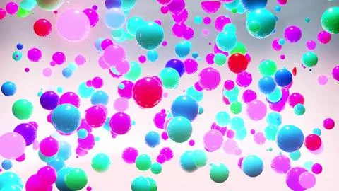 3d render. Abstract bg of colorful balls in air, which randomly light up and Stock Illustration