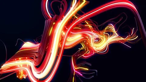 3d render. Abstract bg with lines. Multicolor flash of curved lines. Concept of Stock Illustration