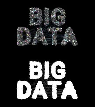 3d render abstract Big Data title made of spheres that connected with lines.  Stock Illustration