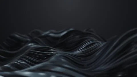 3d render Abstract black wave on dark background Stock Illustration