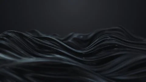 3d render Abstract black wave on dark background Stock Illustration