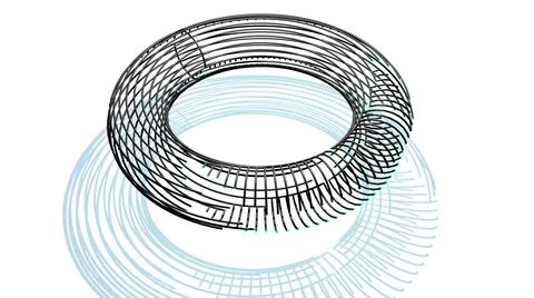 3d render. Abstract black wireframe on white bg. Ai geometric pattern of lines Stock Illustration
