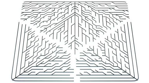 3d render. Abstract black wireframe on white bg. Ai growing geometric pattern of 스톡 일러스트