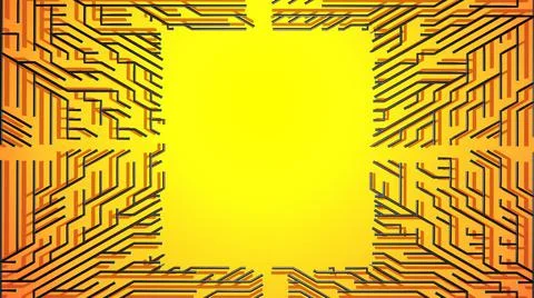 3d render. Abstract black wireframe on orange bg. Ai geometric pattern of lines Stock Illustration