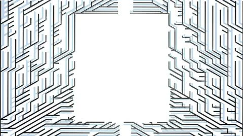 3d render. Abstract black wireframe on white bg. Ai geometric pattern of lines 스톡 일러스트