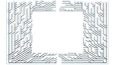 3d render. Abstract black wireframe on white bg. Ai geometric pattern of lines イラスト素材