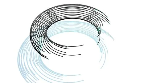 3d render. Abstract black wireframe on white bg. Ai geometric pattern of lines 스톡 일러스트
