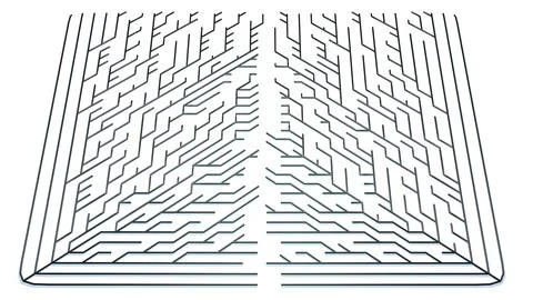 3d render. Abstract black wireframe on white bg. Ai growing geometric pattern of Stock Illustration