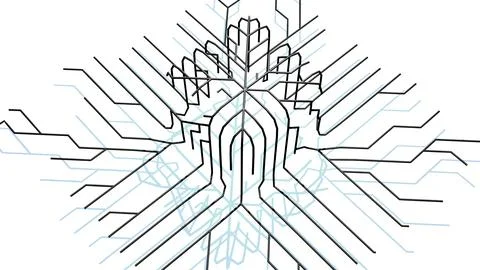 3d render. Abstract black wireframe on white bg. Ai growing geometric pattern of 스톡 일러스트