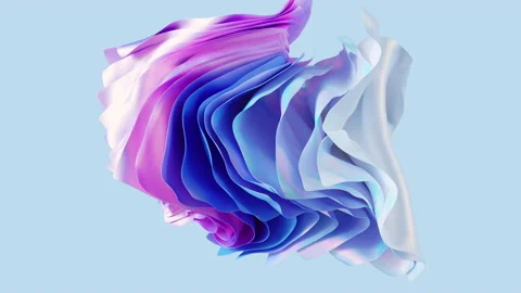 3d render, abstract blue background with folded textile layers levitating 動画素材 160822278