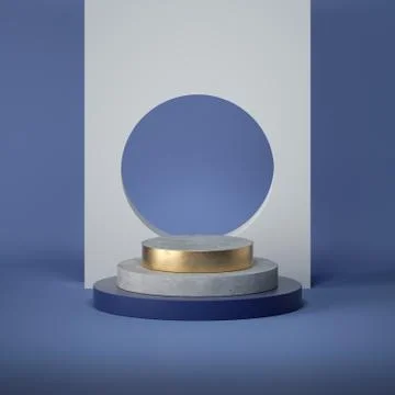 3d render abstract blue background. Cylinder podium steps, vacant pedestal Stock Illustration