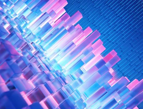 3d render abstract blue background with squares 스톡 일러스트